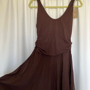 NWT Indigo Luna Fae Dress Carob Brown Ruched Scoop Neck Sundress